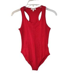 Zenana Premium Red Bodysuit Stretch Knit Size S Racerback Snap Close Sleeveless